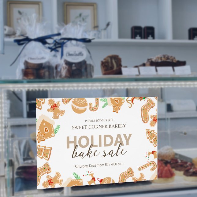 Póster Venta navideña de pan de jengibre (Gingerbread Xmas Bakery Holiday Sale Poster)