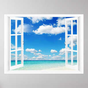 Póster Ventana abierta en la playa