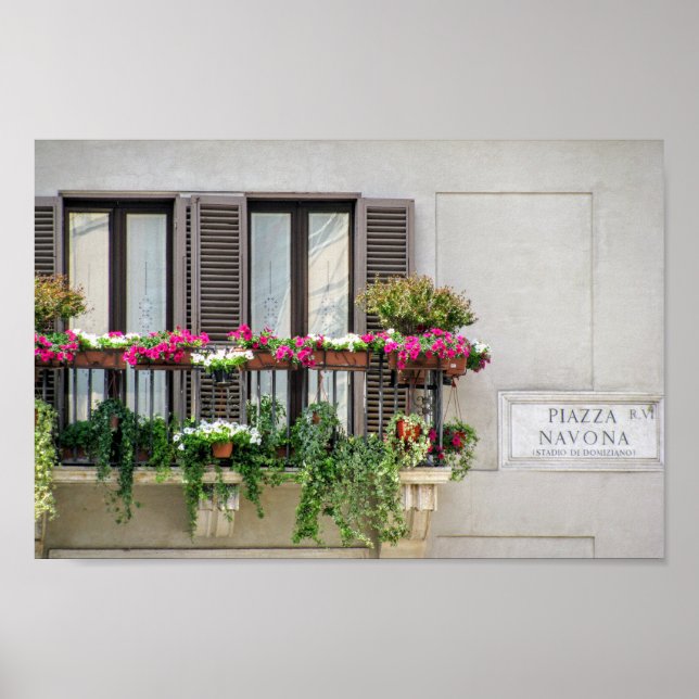 Póster Ventana con flores (Italia) (Frente)