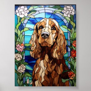 Póster Ventana de Arco Floral de Vidrio Emplomado de Cock