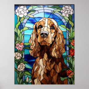 Póster Ventana de Arco Floral de Vidrio Emplomado de Cock