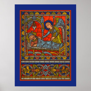 Póster Ventana de cuadros de vidrio manchado de sueño de 