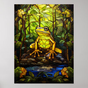 Póster Ventana de estanque de la selva de rana de árbol d
