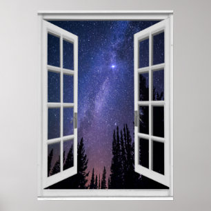 Póster Ventana de Fake Trompe l'oeil