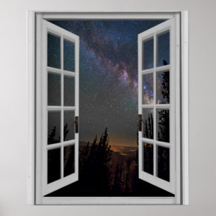 Póster Ventana de la falsificación de la galaxia de la