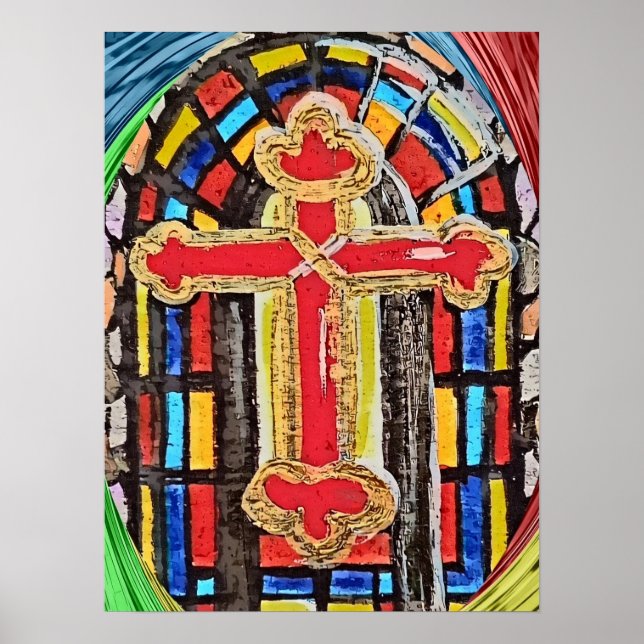 Póster Ventana de la iglesia de vidrio contenido (Frente)