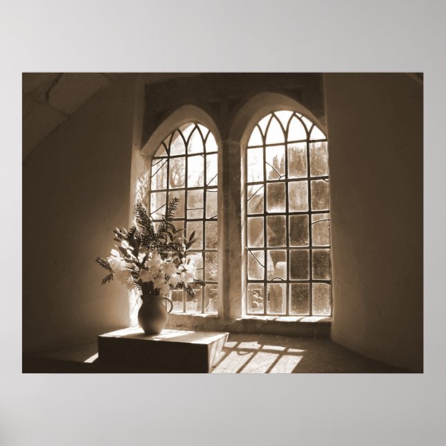 Póster Ventana de la Iglesia Luz de la Mañana (Frente)