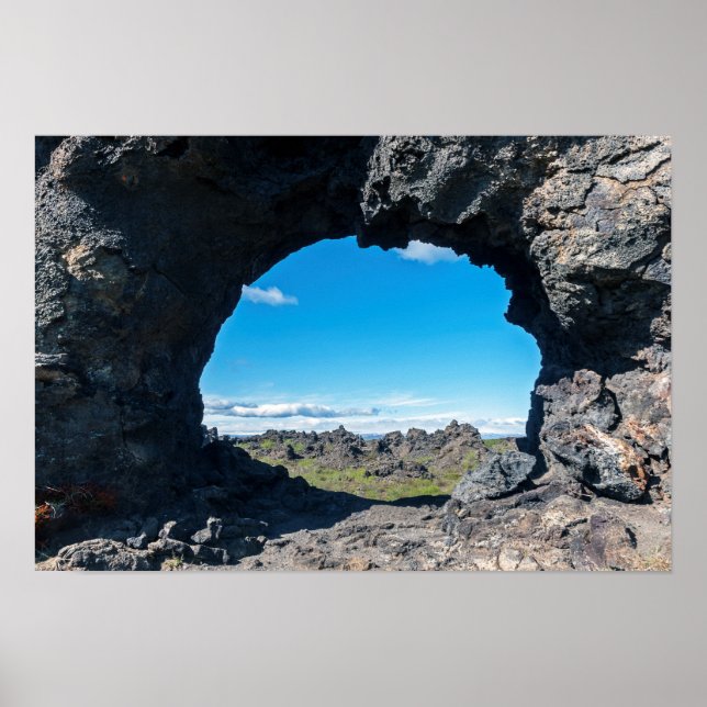 Póster Ventana de lava en Dimmuborgir, zona de Myvatn - I (Frente)