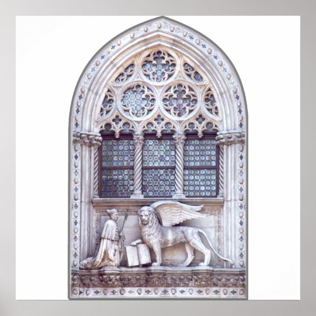 Póster Ventana de león alado de San Marco (Frente)