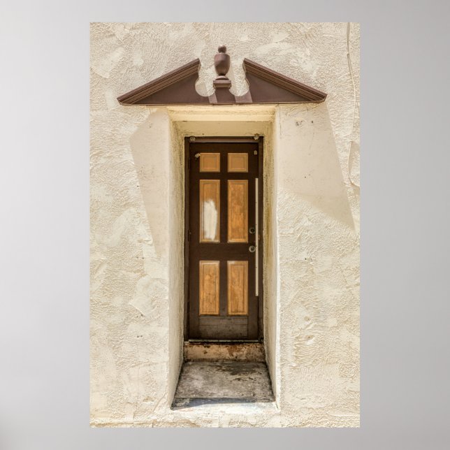 PÓSTER VENTANA DE MADERA MARRÓN SOBRE LA PARED DE CONCRET (Frente)