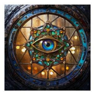 Póster Ventana de ojo de buey rústica Tercer Ojo