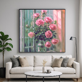 Póster Ventana de Rosa - Diseño de vida aún pálido