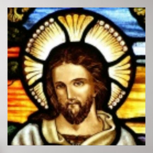 Póster Ventana de vidrio contenido de Jesucristo