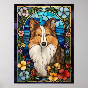 Póster Ventana de vidrio emplomado de Shetland Sheepdog y