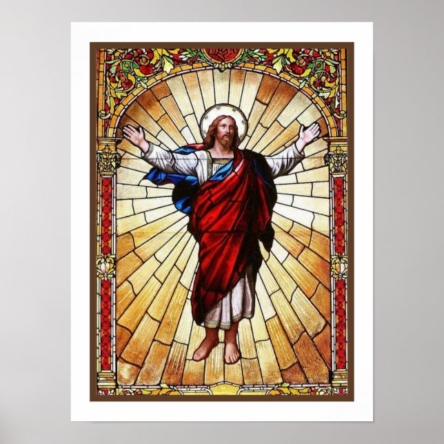 Póster Ventana de vidrio manchado CHRIST (Frente)