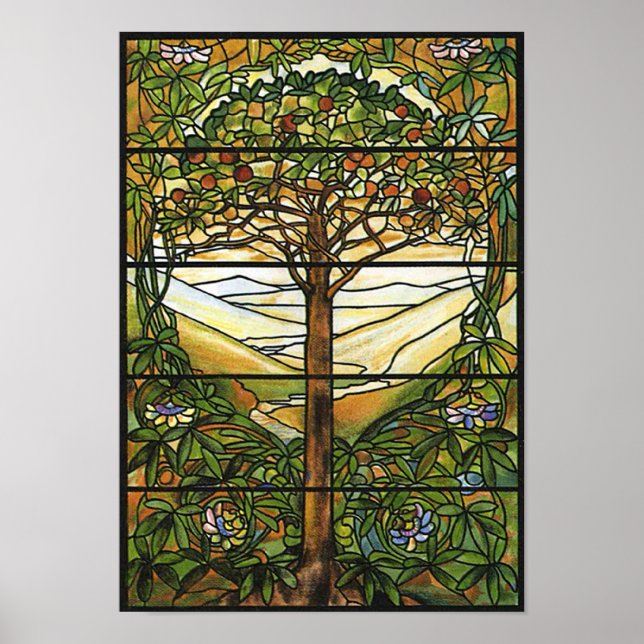 Póster Ventana de vidrio manchado de árbol de vida/tiffan (Frente)