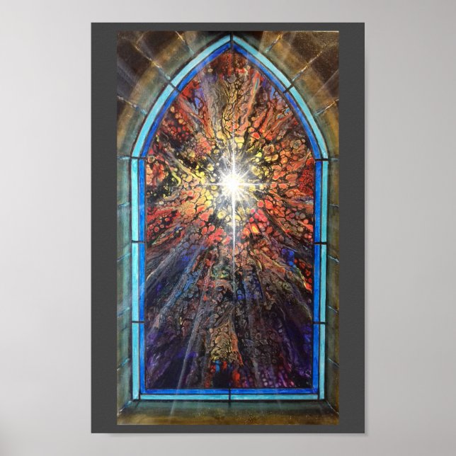 Póster Ventana de vidrio manchado de la iglesia (Frente)