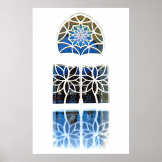 Póster Ventana de vuelo de la mezquita 1 blanco