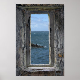 Póster Ventana del castillo con vistas al océano