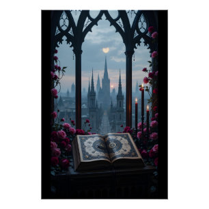 Póster Ventana del libro de ortografía gótico