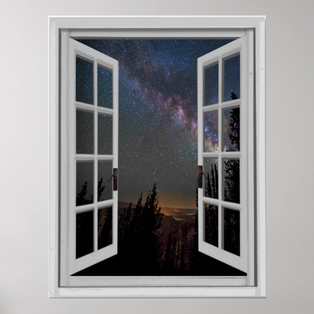 Póster Ventana falsa de la vía rápida del cielo nocturno (Frente)