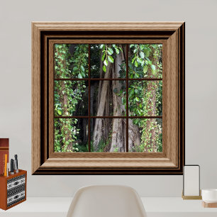 Póster Ventana Falsa Escena Poster Vista De Árboles Muro 