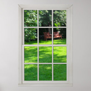 Póster Ventana falsa - Marco de madera blanca - Vista pos
