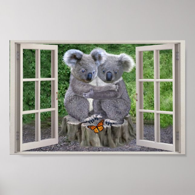 PÓSTER VENTANA FALSA PARA OSITOS KOALA BEBÉS (Frente)