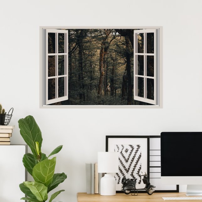 Póster Ventana falsa personalizado (Oficina en casa)