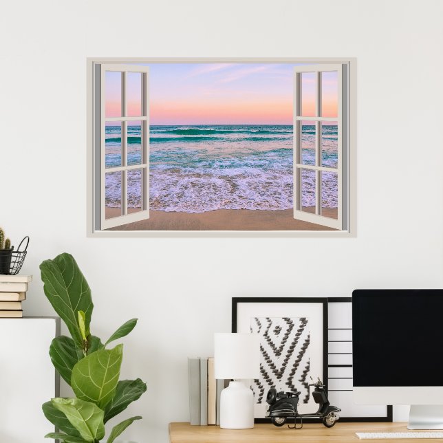 Póster Ventana falsa personalizado (Oficina en casa)