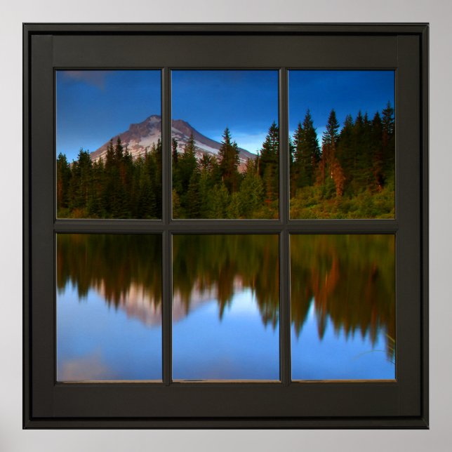 Póster Ventana Faux Negro de Mountain View 24x24 (Frente)