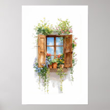 Ventana Floral Rústica – Estilo Cottage