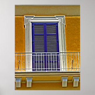 Póster Ventana italiana y balcón