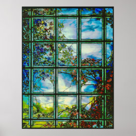 Póster Ventana panorámica de vidrio manchado vintage