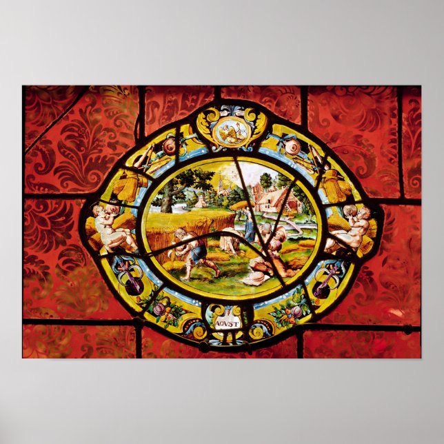 Póster Ventana que representa agosto, de Montigny (Frente)