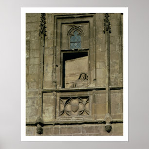 Póster Ventana turbia en la fachada de la entrada con una