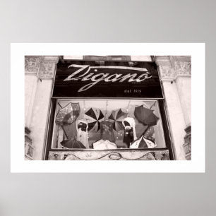 Póster Ventana Ver paraguas