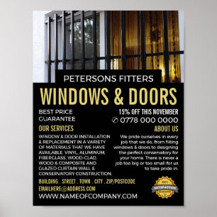 Póster Ventana y barras, Windows & Door Fitter Company