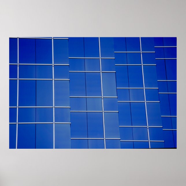 Póster Ventanales de cristal azul y blanco (Frente)