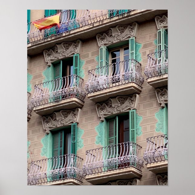 Póster Ventanas Art Nouveau - Barcelona, España Jigsaw Pu (Frente)