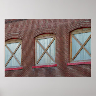Póster Ventanas de construcción de ladrillos en memoria