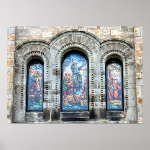 Póster Ventanas de vidrio pintadas Primera Parroquia Plym
