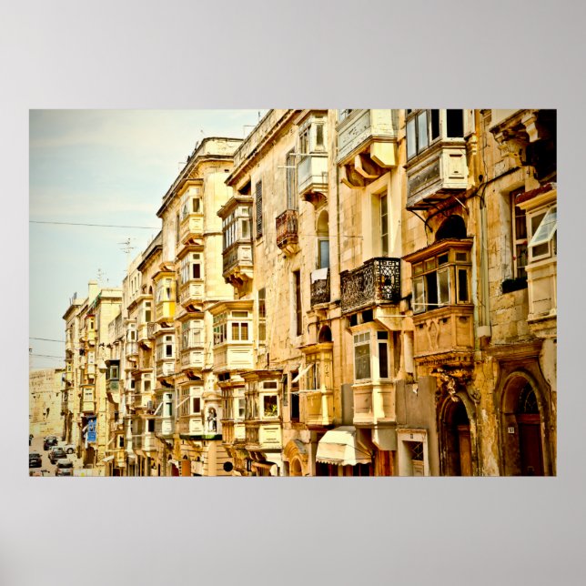 Póster Ventanas en Maltamalta, ventana, antigüedades, arq (Frente)