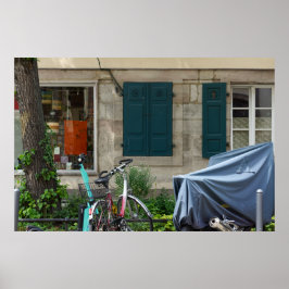 Póster Ventanas Erlangen y bicicleta en Alemania
