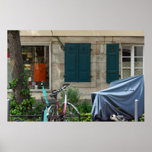 Póster Ventanas Erlangen y bicicleta en Alemania