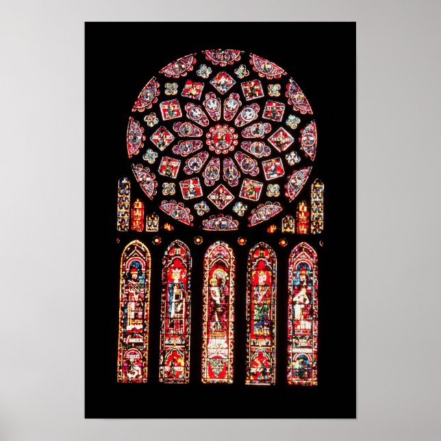 Póster ventanas Rosa y lanceta de la pared norte (Frente)