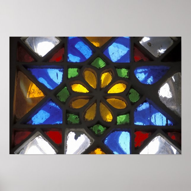 Póster Ventanilla de vidrio manchado en el interior del N (Frente)