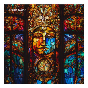 Póster Ventanilla de vidrio manchado suave