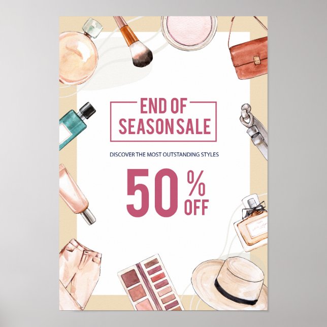 Póster Ventas de la moda acuarela (Frente)