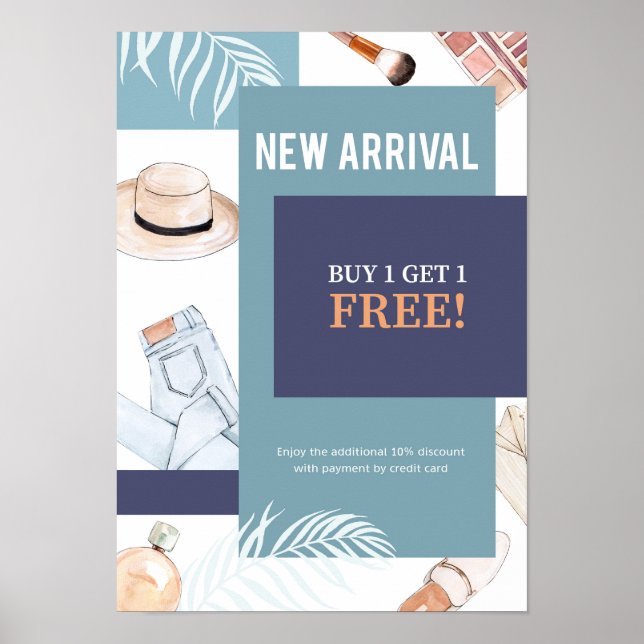 Póster Ventas de la moda acuarela (Frente)